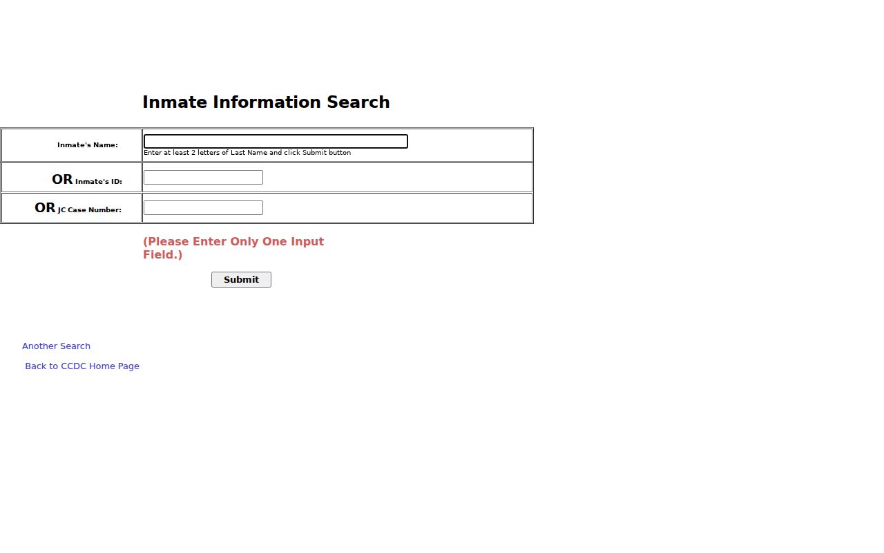 Whitney residents directory detention center search screen